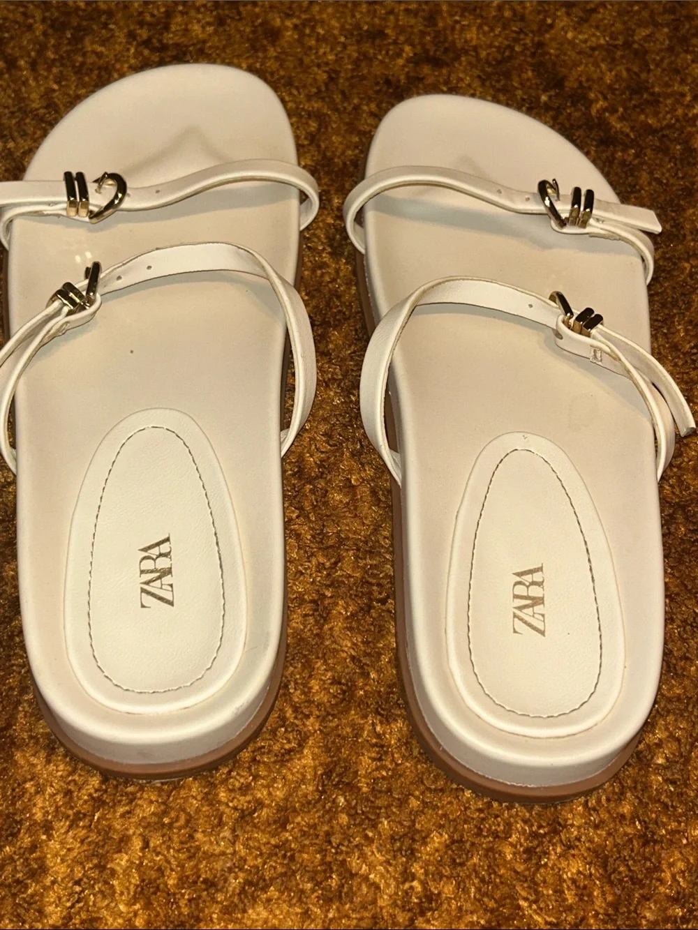 Zara White Double-Buckle Slide Sandals - Picture 5 of 6